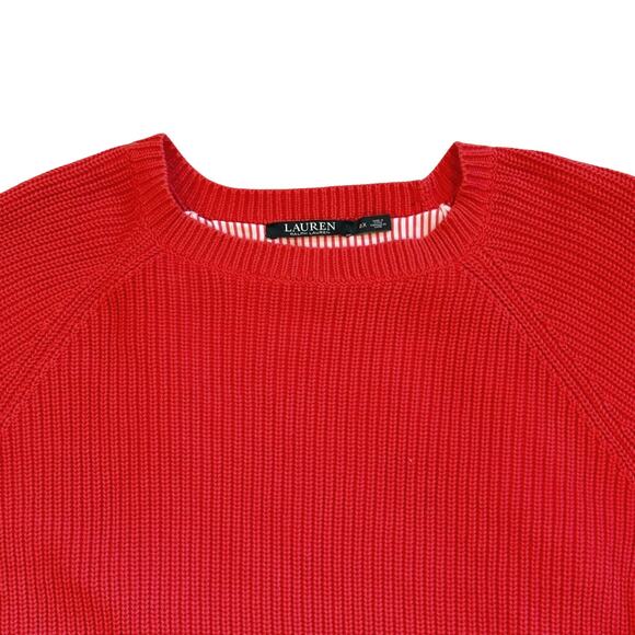 Lauren Ralph Lauren Sweater Womens Size 2XL Pink Layered Knit Crew Neck Pullover - Picture 3 of 9